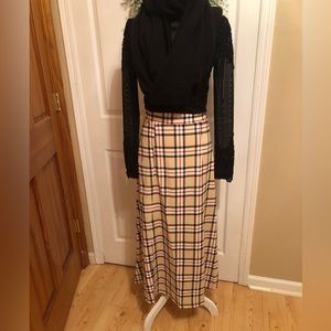 Messini , multi colored check maxi  skirt